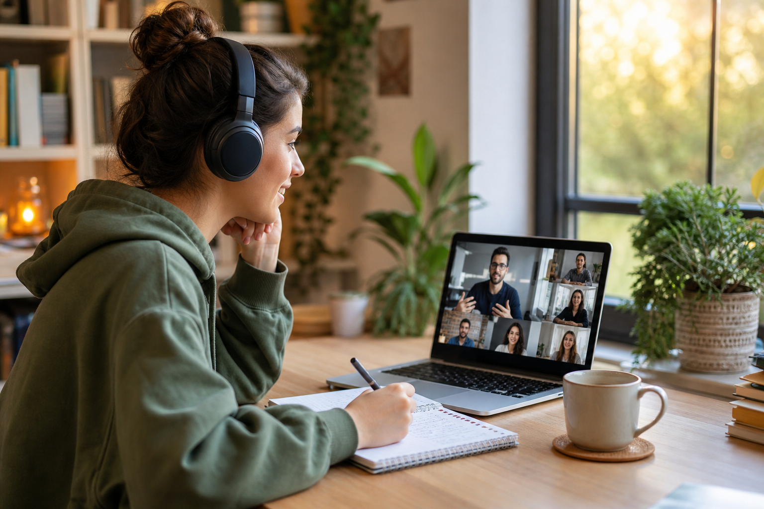 Student learning online at home